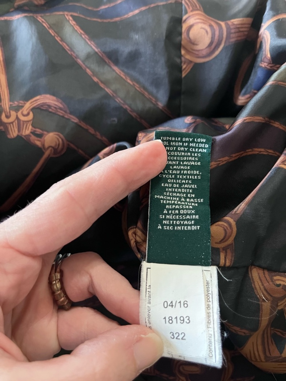 Lauren Ralph Lauren Equestrian Print Lined Quilted Barn Jacket Large - Picture 12 of 16